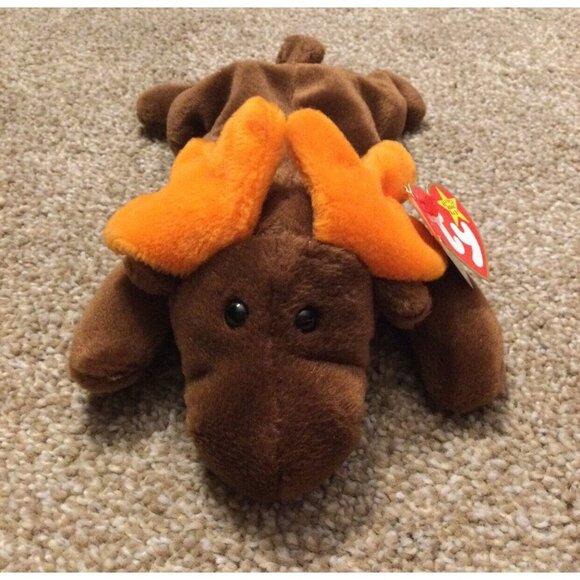 VINTAGE * TY Beanie Baby Plush - 1993 CHOCOLATE Moose - Picture 1 of 8